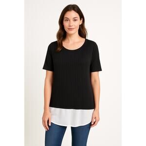 2/$30 AB Studio Two Tone Ribbed Tunic Top Black Women's Size XL Casual
